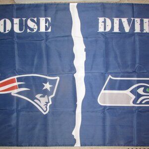 New England Patriots vs Seattle Seahawks House Divided SUPER BOWL 3x5 Feet Flag